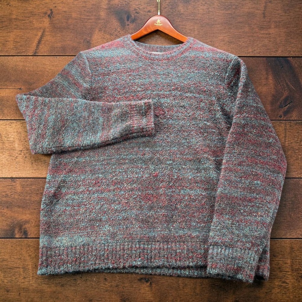 NEW Old Navy Womens M Marled Crewneck Sweater Fuzzy Wool Blend Burgundy Teal